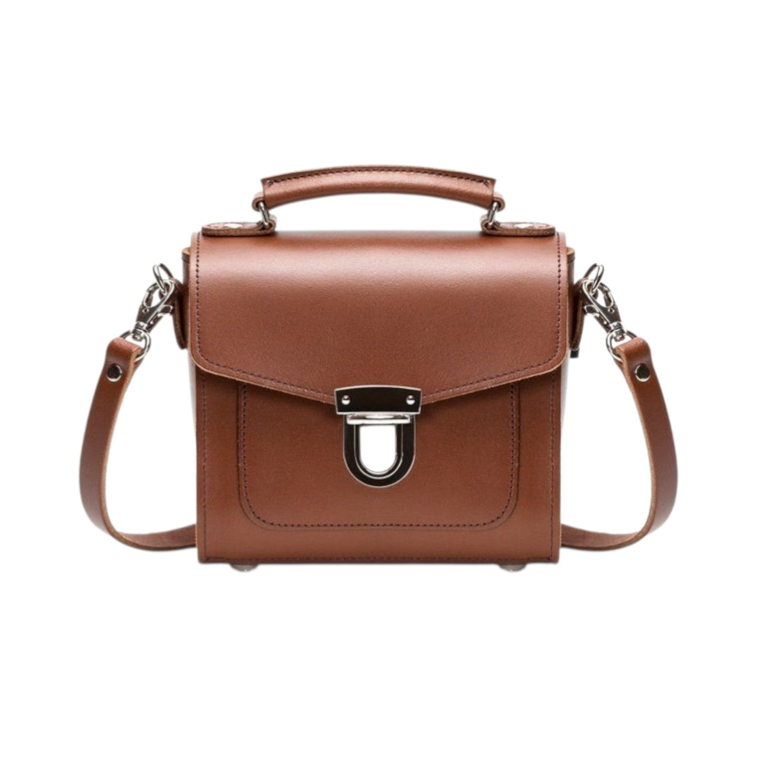 Handmade Leather Sugarcube Handbag - Chestnut