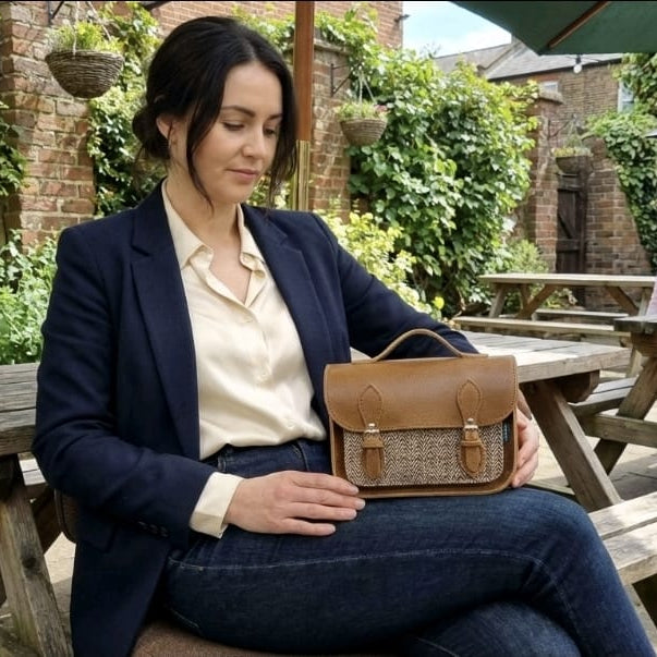 Midi Tannery & Tweed Satchel - Tan