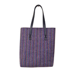 Handmade Leather & Tweed Tote Bag - Purple - In Stock & Ready to Ship