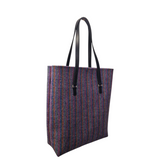 Handmade Leather & Tweed Tote Bag - Purple - In Stock & Ready to Ship