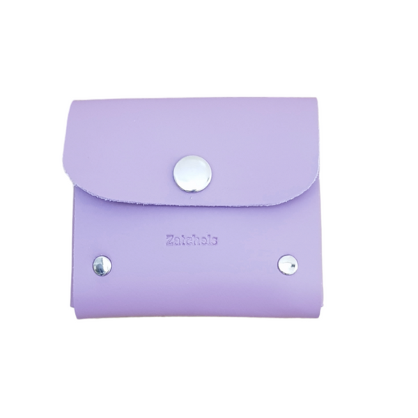 Handmade Leather Simple Coin Purse - Pastel Violet