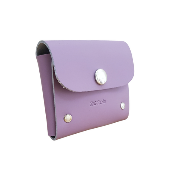 Handmade Leather Simple Coin Purse - Pastel Violet