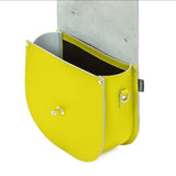 Handmade Leather Twist Lock Saddle Bag - Pastel Daffodil Yellow