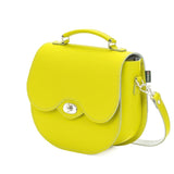 Handmade Leather Twist Lock Saddle Bag - Pastel Daffodil Yellow