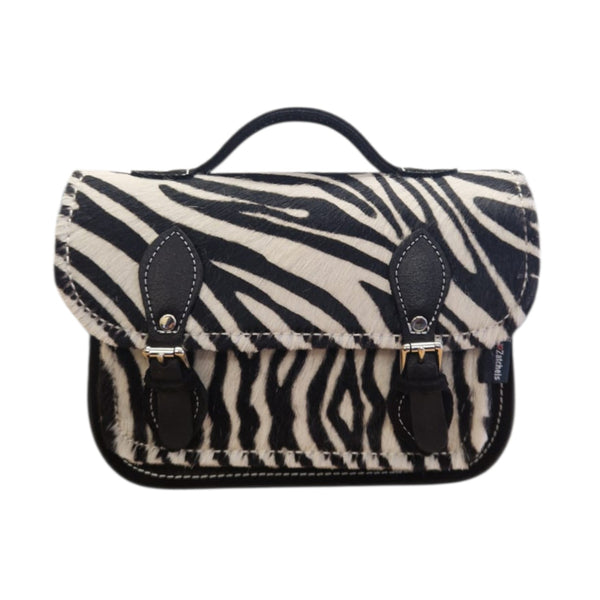 Leather Midi Satchel - Zebra Print - In Stock & Ready to Ship