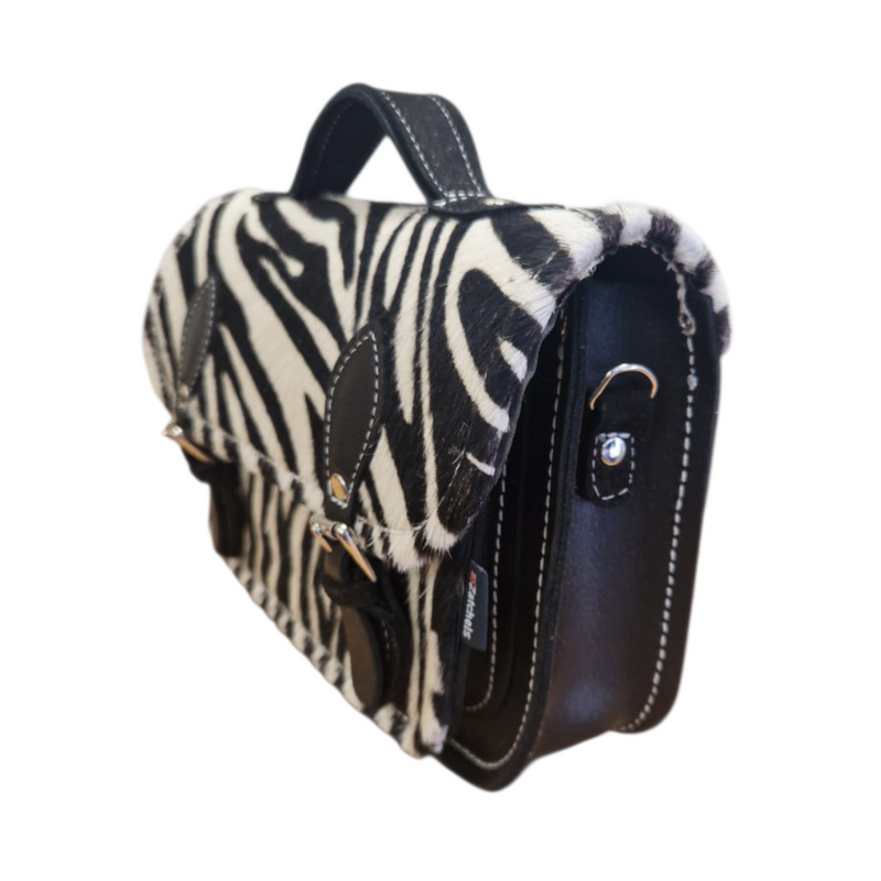 Leather Midi Satchel - Zebra Print - In Stock & Ready to Ship