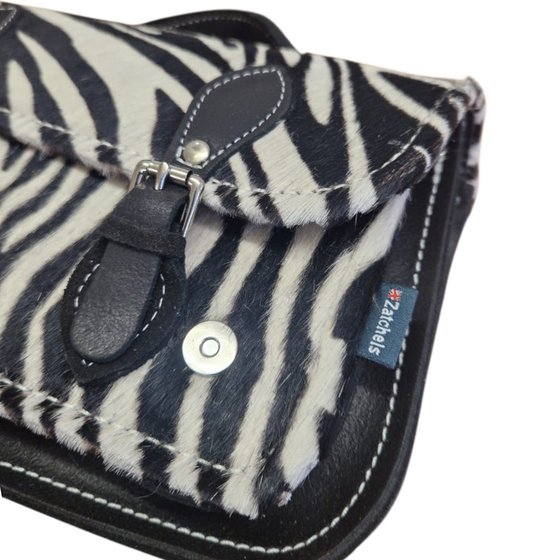 Leather Midi Satchel - Zebra Print - In Stock & Ready to Ship