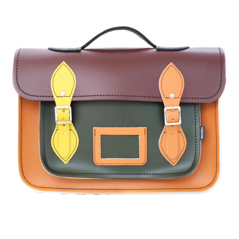 Handmade Leather Satchel - Autumnal Kaleidoscope