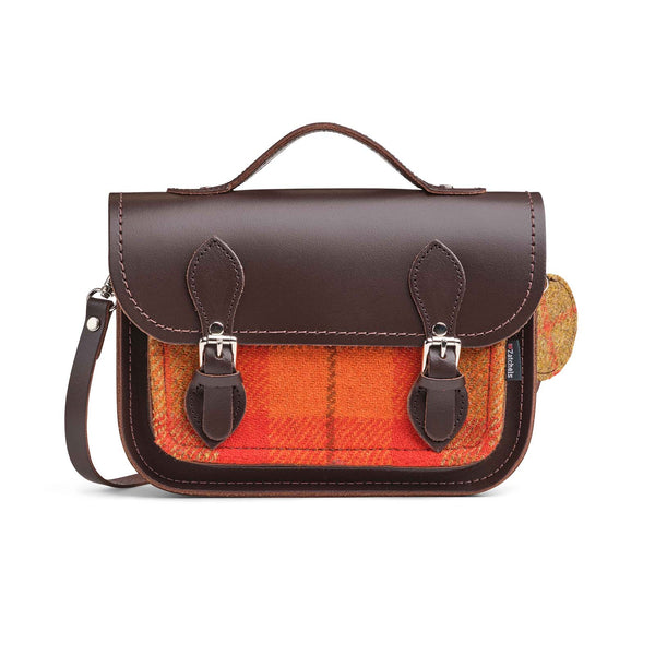 Midi Tweed Satchel - Dark Brown