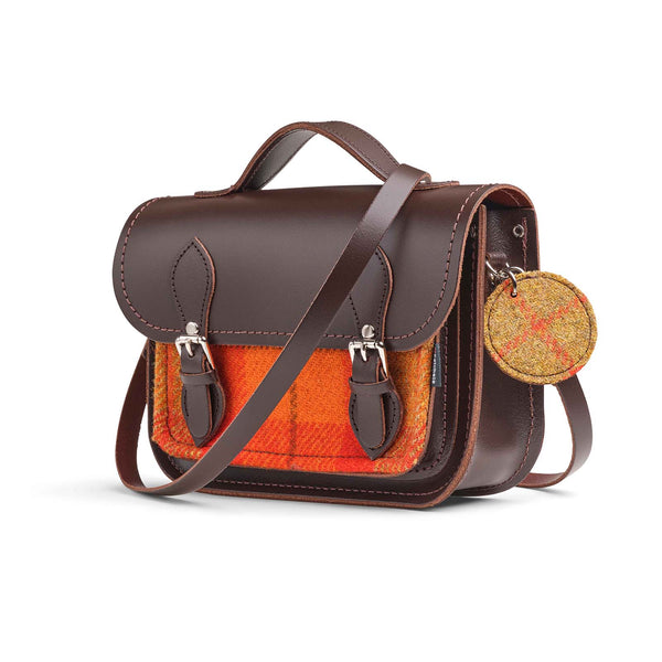 Midi Tweed Satchel - Dark Brown