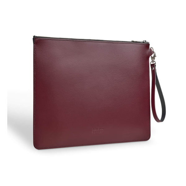 Handmade Leather Folio Case - Marsala Red