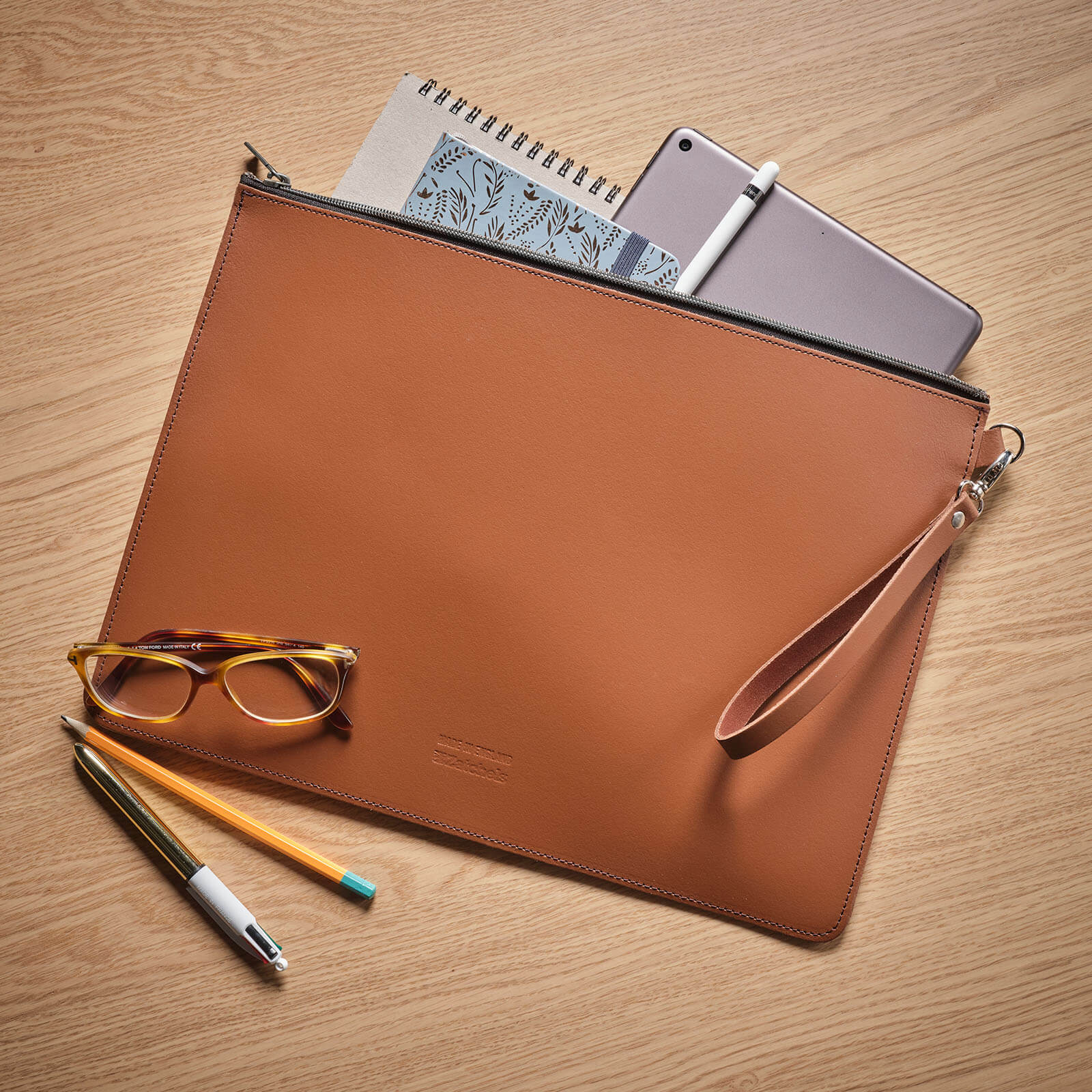Handmade Leather Folio Case - Chestnut
