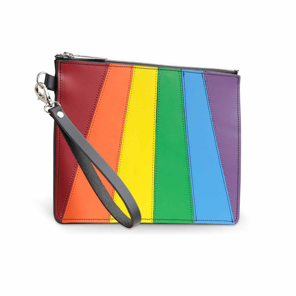 Handmade Leather Folio Case Small - Pride Rainbow