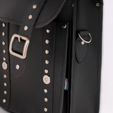 Handmade Leather City Backpack - Black Gothic Studded
