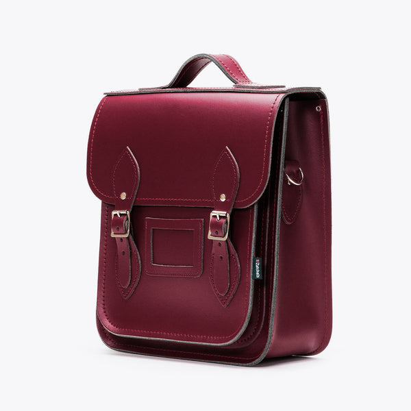 Handmade Leather City Backpack - Marsala Red