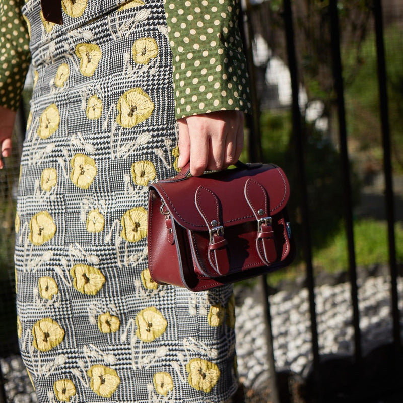 Handmade Leather Micro Satchel - Marsala Red