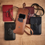 Handmade Leather Mobile Phone Pouch Plus - Red