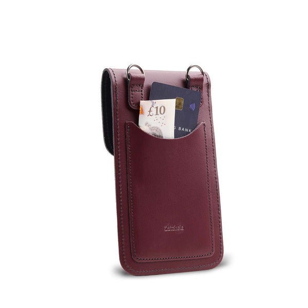 Handmade Leather Mobile Phone Pouch Plus - Marsala Red