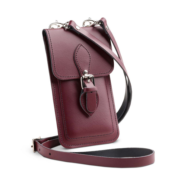 Handmade Leather Mobile Phone Pouch Plus - Marsala Red