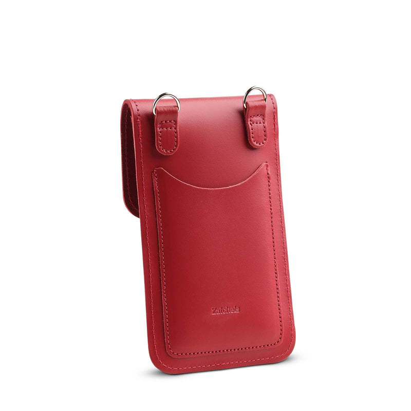 Handmade Leather Mobile Phone Pouch Plus - Red