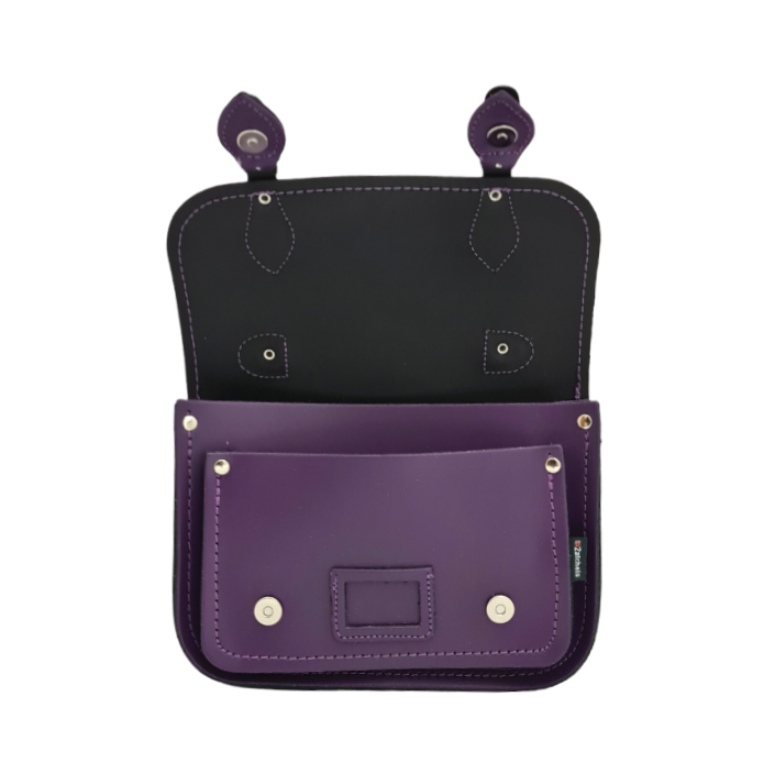 Leather Midi Satchel - Purple