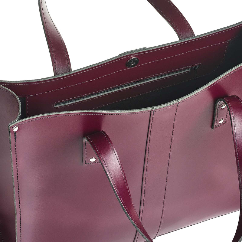 Marsala Red Leather Shopper - Shopper - Zatchels