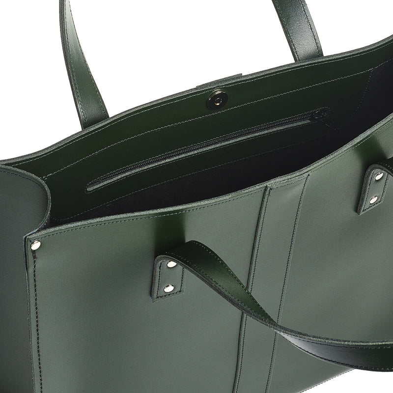 Ivy Green Leather Shopper - Shopper - Zatchels