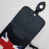 Handmade Leather Mobile Phone Pouch Union Jack - Navy Blue