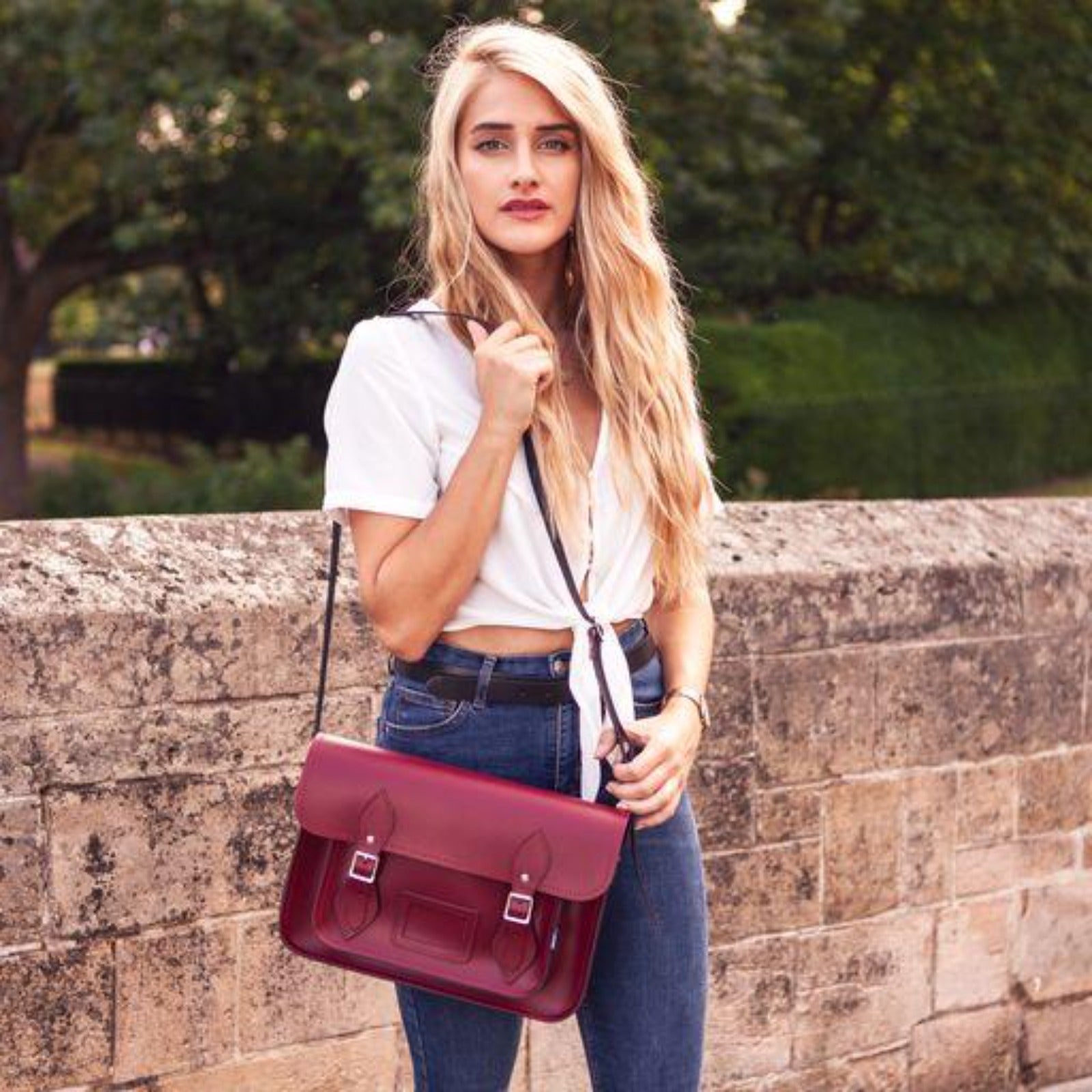 Zatchels White Handmade Leather Satchel 4 Sizes