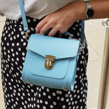 Handmade Leather Sugarcube Handbag - Pastel Baby Blue