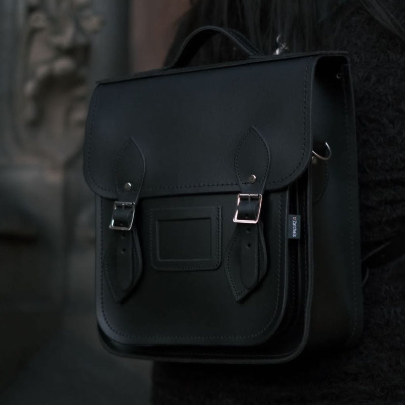 Handmade Leather City Backpack - Black