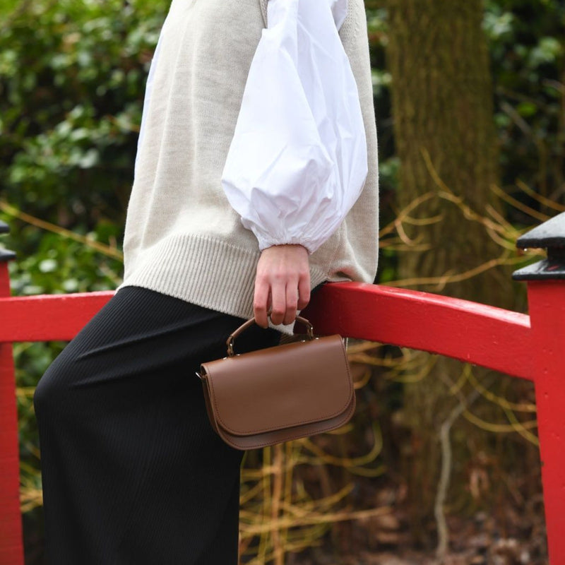 Aura Handmade Leather Bag - Dark Brown