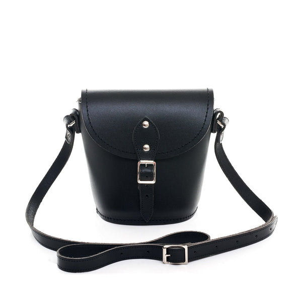 Black Leather Barrel Bag - Barrel Bag - Zatchels