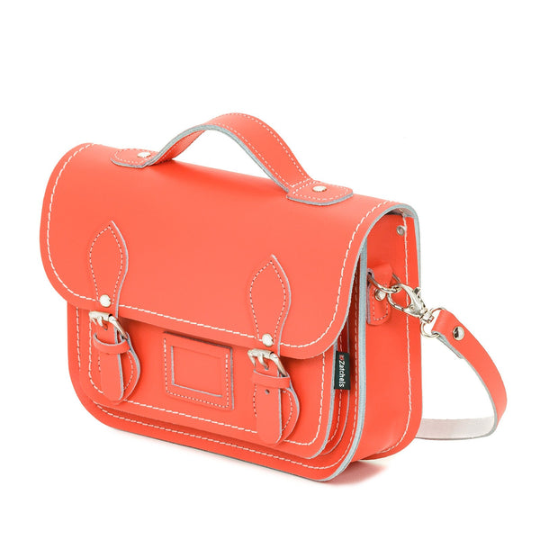 Coral Leather Midi Satchel - Midi Satchel - Zatchels