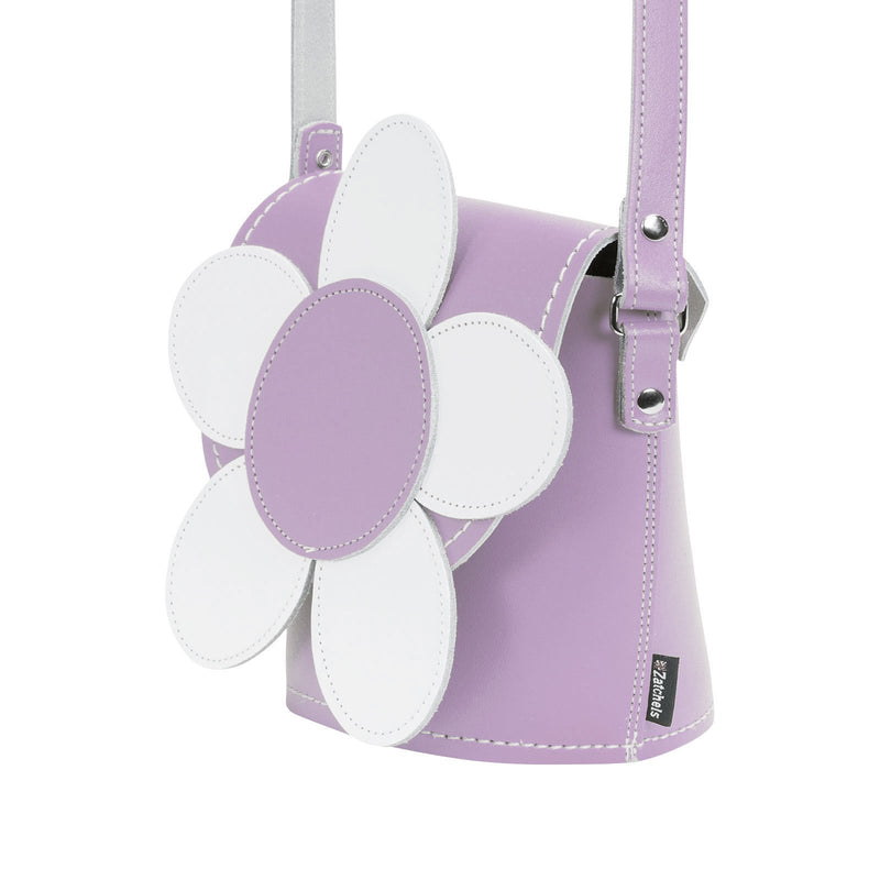 Pastel Violet Daisy Leather Novelty Bag - Novelty Bag - Zatchels