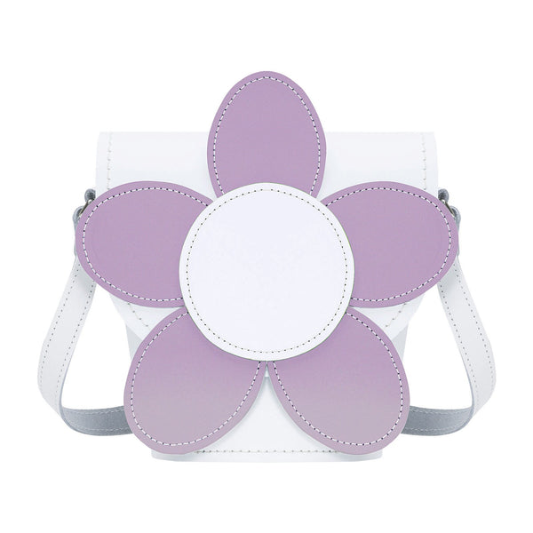 White & Violet Daisy Leather Novelty Bag - Novelty Bag - Zatchels