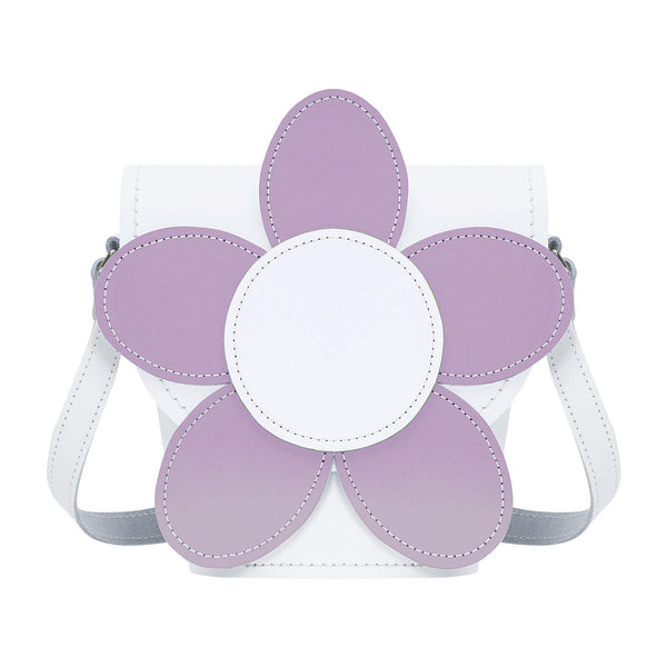 White & Violet Daisy Leather Novelty Bag - Novelty Bag - Zatchels