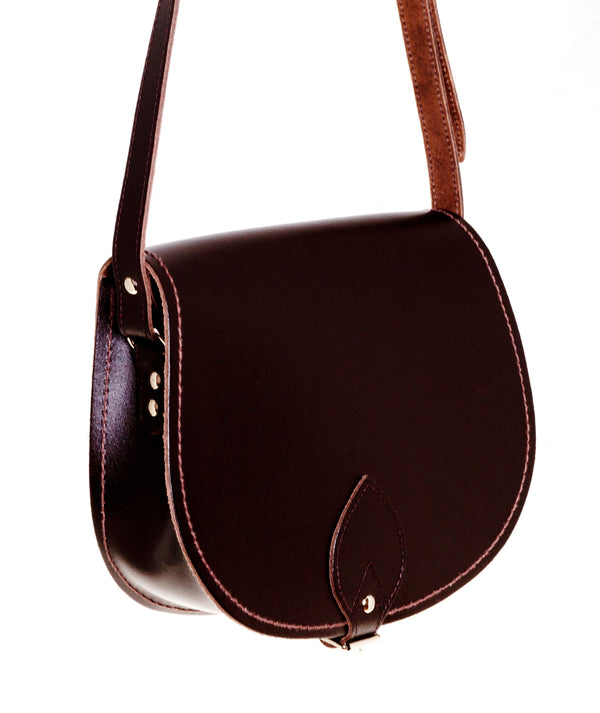 Handmade Leather Saddle Bag - Dark Brown