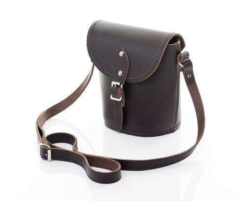 Handmade Leather Barrel Bag - Dark Brown