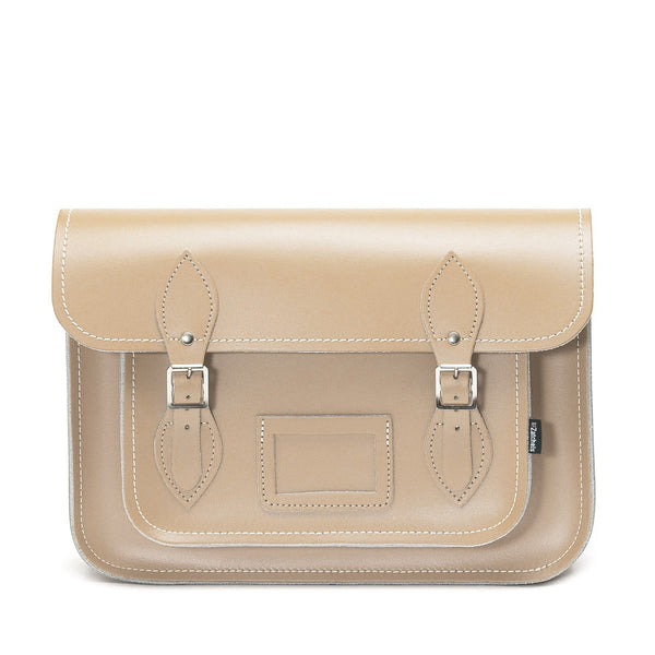 Handmade Leather Satchel - Iced Coffee