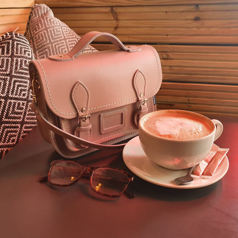 Leather Midi Satchel - Iced Coffee