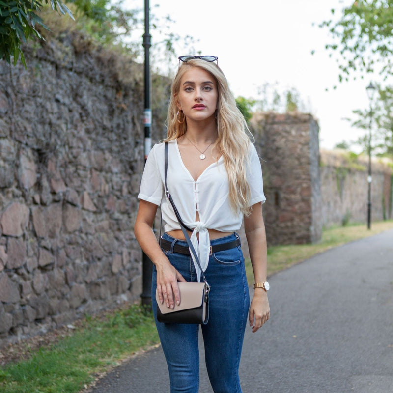 Handmade Leather Clutch Bag - Rose Truffle