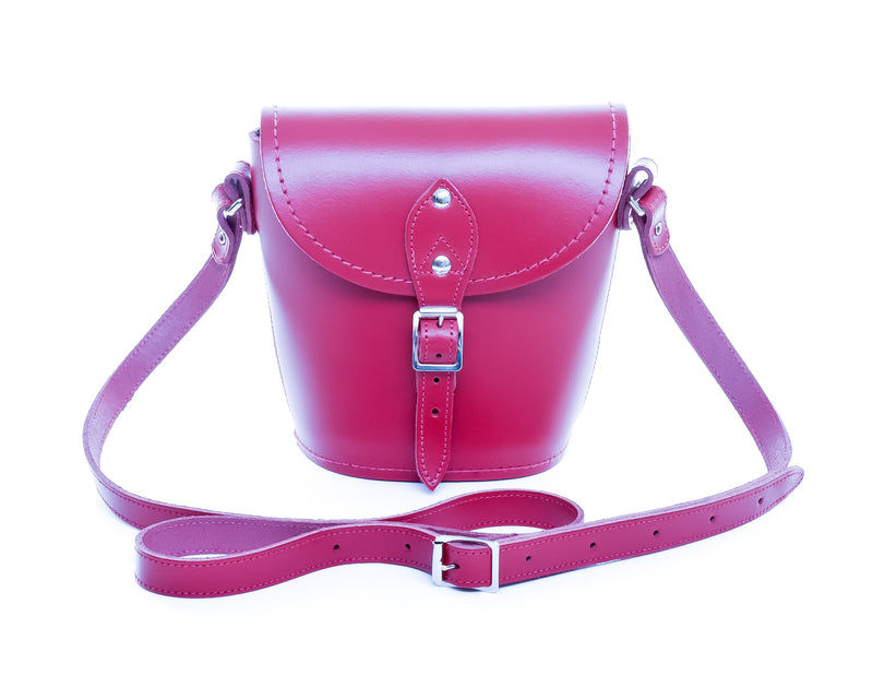 Handmade Leather Barrel Bag - Magenta