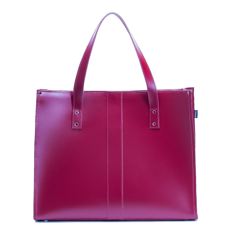 Handmade Leather Shopper - Magenta