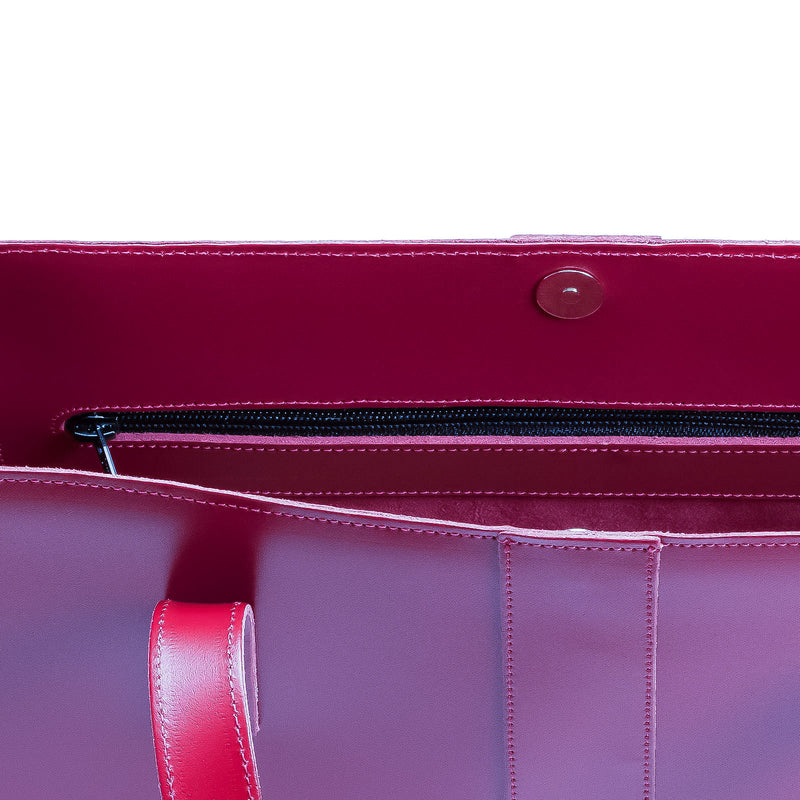 Handmade Leather Shopper - Magenta