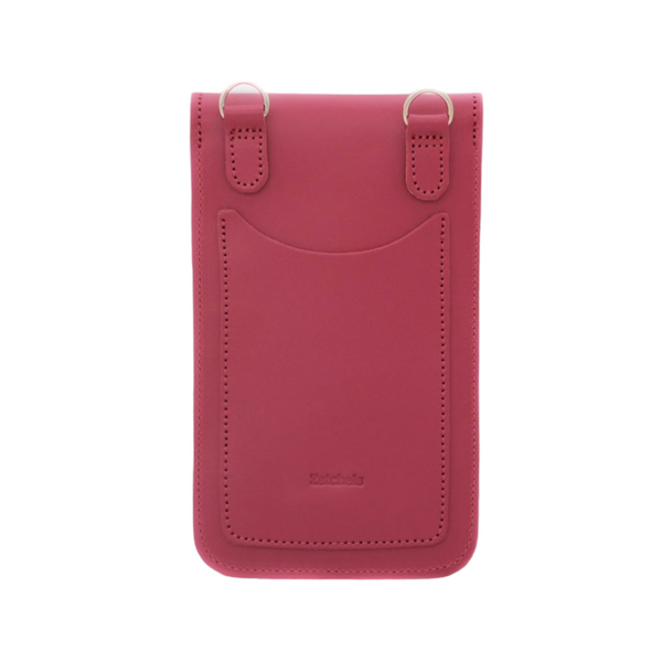 Handmade Leather & Tweed Mobile Phone Pouch - Magenta