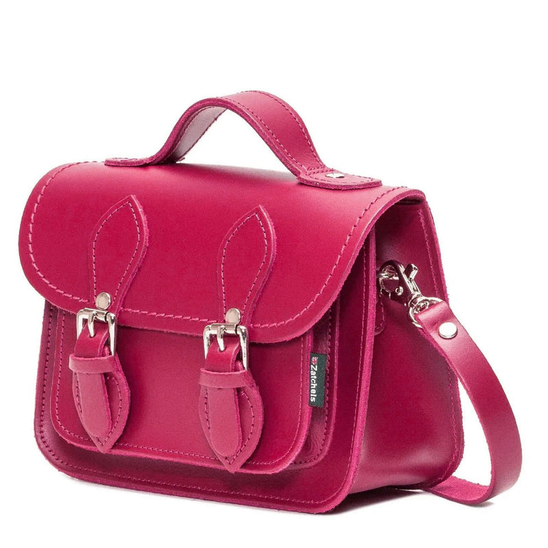 Handmade Leather Micro Satchel - Magenta