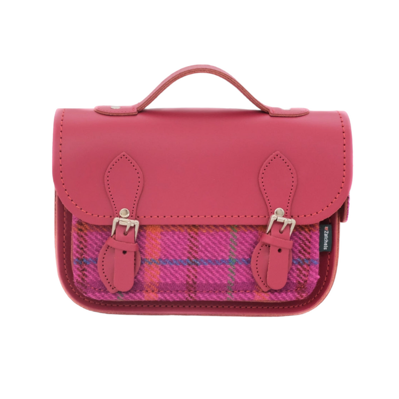 Midi Tweed Satchel - Magenta