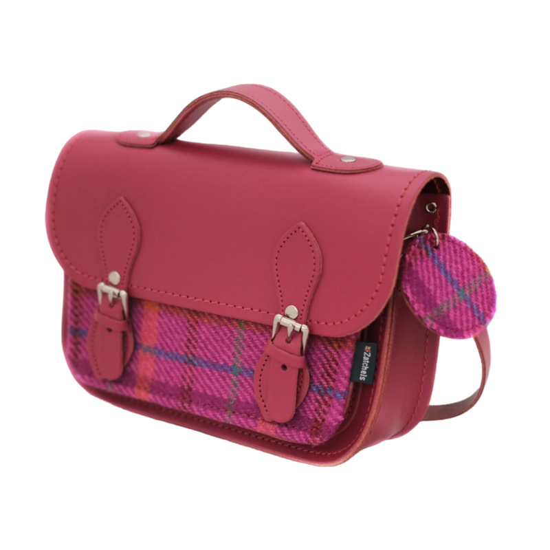 Midi Tweed Satchel - Magenta