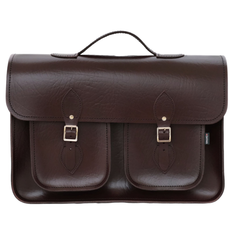 Twin Pocket Executive Handmade Leather Satchel - Marsala Red